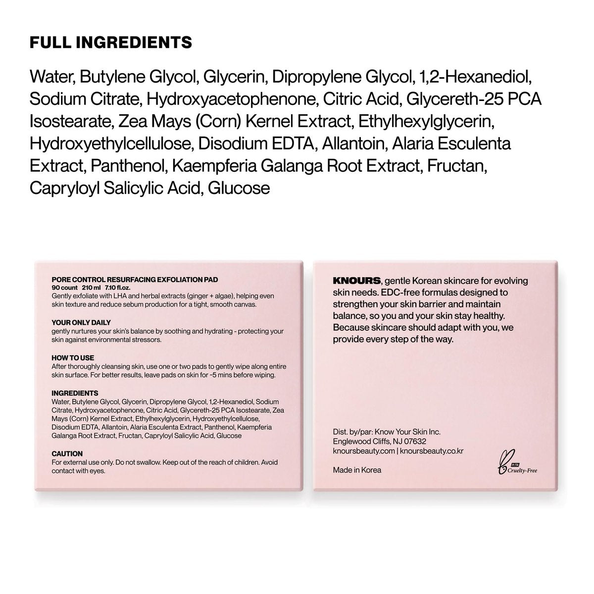 Knours Pore Control Exfoliating Korean Toner Pads | LHA for Sensitive Skin | Refine Textured Skin and Blemishes, Control Sebum, Tighten Pores | 90 Count Avelisse