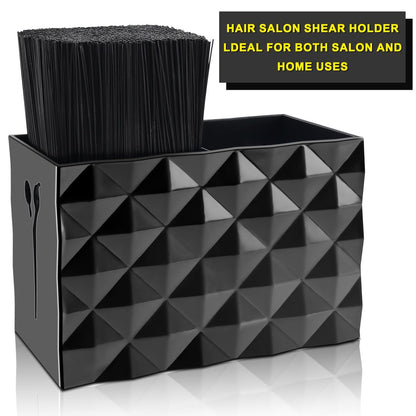 NICEMOVIC Barber Scissors Holder Box - Professional Hairdressing Scissors Rack Storage Organizer for Combs, Clips, Brushes (Black)