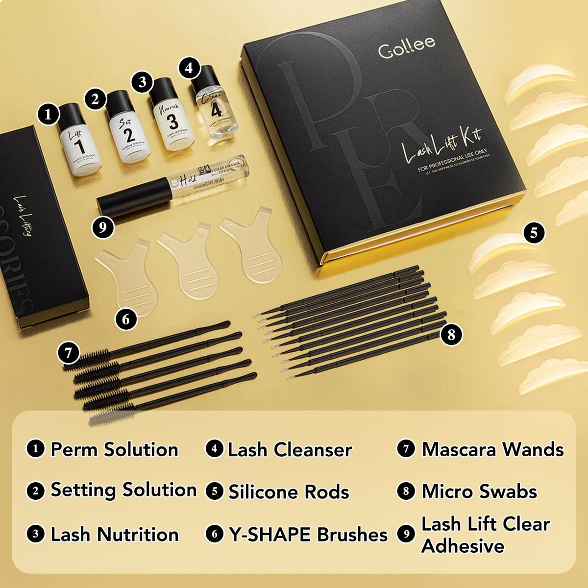 GOLLEE Lash Lift Kit & Brow Lamination Kit - Professional Eyelash Perm Kit for Semi-Permanent Curling, Easy for Beginners, Salon-Quality Results at Home Avelisse