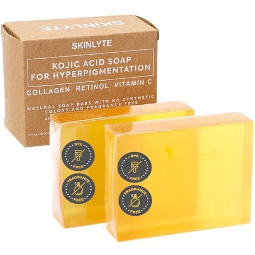 SKINLYTE Kojic Acid Soap Natural - Fragrance Free and Dye Free - Dark Spot Remover Hyperpigmentation Corrector K-Beauty Formula - Turmeric, Glycerin, Collagen, Hyaluronic Acid, Retinol (2 Pack) 7oz. - görsel 2