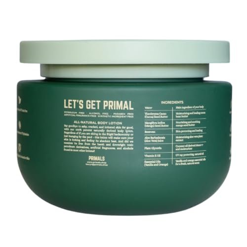 PRIMALS All Natural Body Lotion - Cocoa Butter & Mango Butter - 100% Naturally Derived Ingredients - Alcohol Free, Artificial Fragrance Free, Paraben Free, Petroleum Derivative Free - 8.45 oz Avelisse