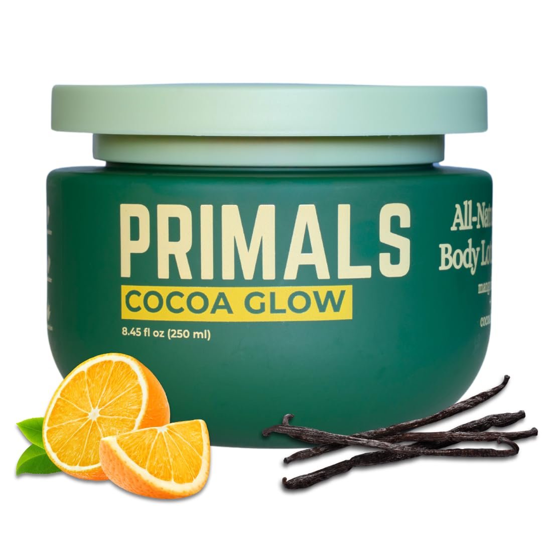 PRIMALS All Natural Body Lotion - Cocoa Butter & Mango Butter - 100% Naturally Derived Ingredients - Alcohol Free, Artificial Fragrance Free, Paraben Free, Petroleum Derivative Free - 8.45 oz Avelisse