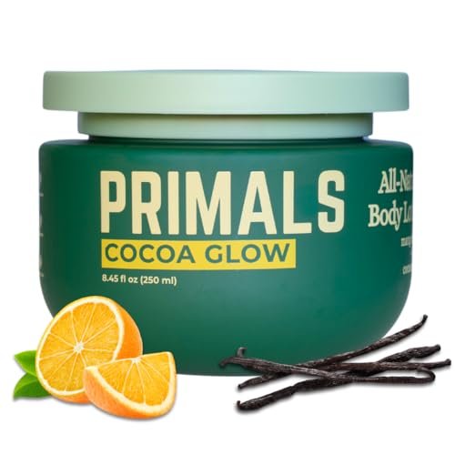 PRIMALS All Natural Body Lotion - Cocoa Butter & Mango Butter - 100% Naturally Derived Ingredients - Alcohol Free, Artificial Fragrance Free, Paraben Free, Petroleum Derivative Free - 8.45 oz Avelisse