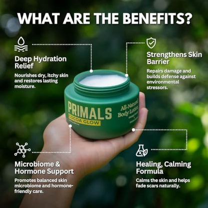 PRIMALS All Natural Body Lotion - Cocoa Butter & Mango Butter - 100% Naturally Derived Ingredients - Alcohol Free, Artificial Fragrance Free, Paraben Free, Petroleum Derivative Free - 8.45 oz Avelisse