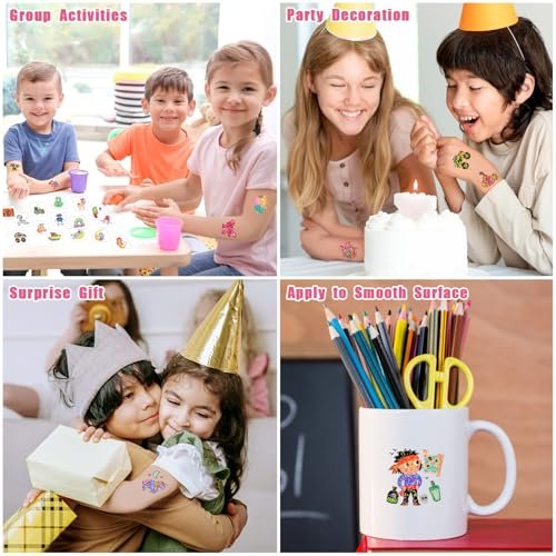 Partywind 408 Glitter Styles Kids Temporary Tattoos – Individually Wrapped Tattoo Stickers for Party Goodie Bag Stuffers, Birthday Party Supplies & Favors for Children Games - görsel 12