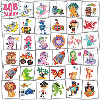 Partywind 408 Glitter Styles Kids Temporary Tattoos – Individually Wrapped Tattoo Stickers for Party Goodie Bag Stuffers, Birthday Party Supplies & Favors for Children Games