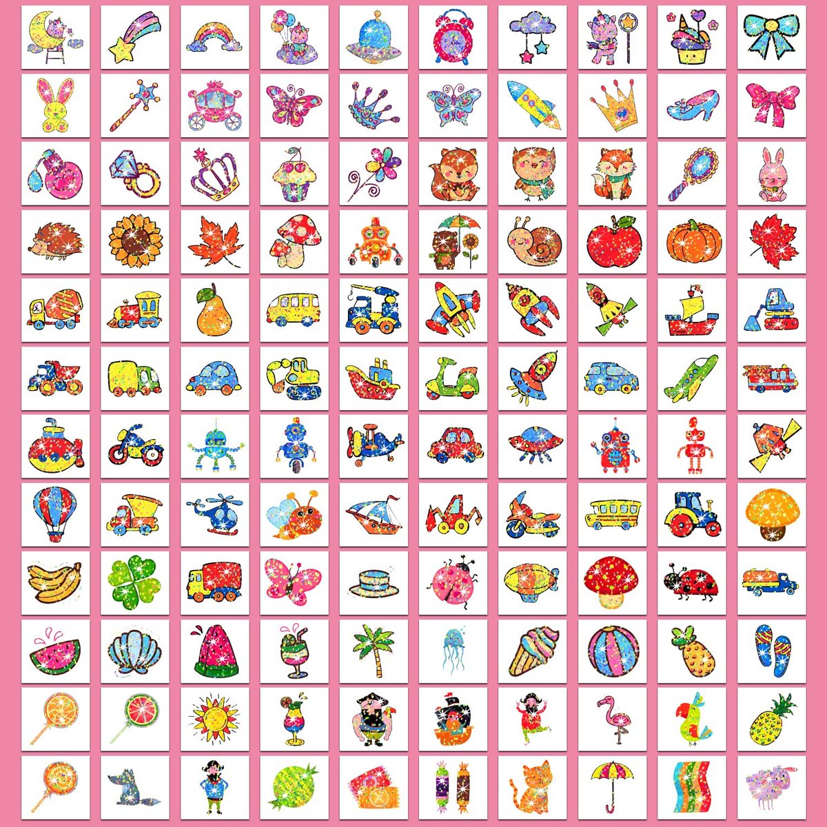 Partywind 408 Glitter Styles Kids Temporary Tattoos – Individually Wrapped Tattoo Stickers for Party Goodie Bag Stuffers, Birthday Party Supplies & Favors for Children Games - görsel 9