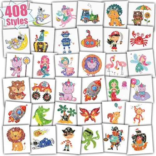 Partywind 408 Glitter Styles Kids Temporary Tattoos – Individually Wrapped Tattoo Stickers for Party Goodie Bag Stuffers, Birthday Party Supplies & Favors for Children Games - görsel 2