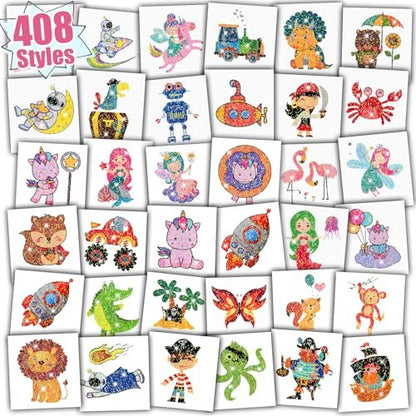 Partywind 408 Glitter Styles Kids Temporary Tattoos – Individually Wrapped Tattoo Stickers for Party Goodie Bag Stuffers, Birthday Party Supplies & Favors for Children Games