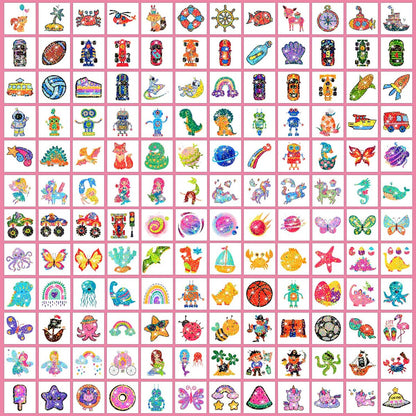 Partywind 408 Glitter Styles Kids Temporary Tattoos – Individually Wrapped Tattoo Stickers for Party Goodie Bag Stuffers, Birthday Party Supplies & Favors for Children Games