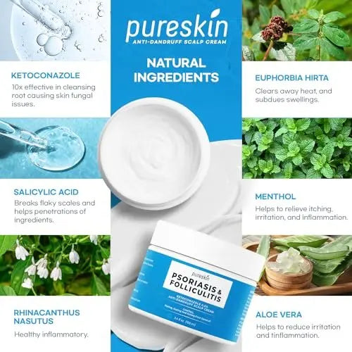 PURESKIN Scalp Cream for Psoriasis & Folliculitis – Herbal Relief for Itching & Flaking, 3.4 Oz Avelisse