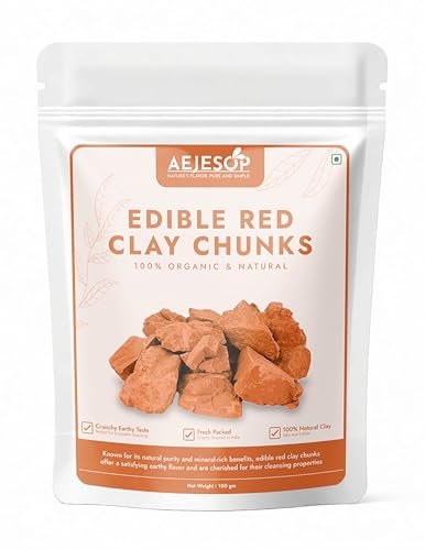 AEJESOP Red Clay - Natural Edible Clay Chunks, Food Grade, 3.5 oz (100 g)