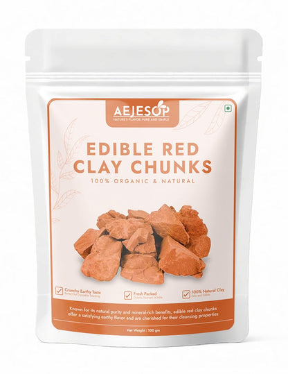 AEJESOP Red Clay - Natural Edible Clay Chunks, Food Grade, 3.5 oz (100 g)