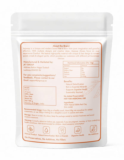AEJESOP Red Clay - Natural Edible Clay Chunks, Food Grade, 3.5 oz (100 g)