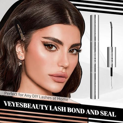 VEYESBEAUTY Lash Bond and Seal Waterproof 2 in 1 Cluster Lash Glue for Eyelash Extensions - Long Lasting Strong Hold Individual Eyelash Glue for DIY Lash Extensions at Home (7ml+7ml)