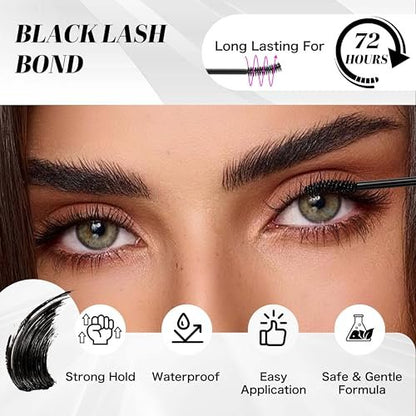 VEYESBEAUTY Lash Bond and Seal Waterproof 2 in 1 Cluster Lash Glue for Eyelash Extensions - Long Lasting Strong Hold Individual Eyelash Glue for DIY Lash Extensions at Home (7ml+7ml)
