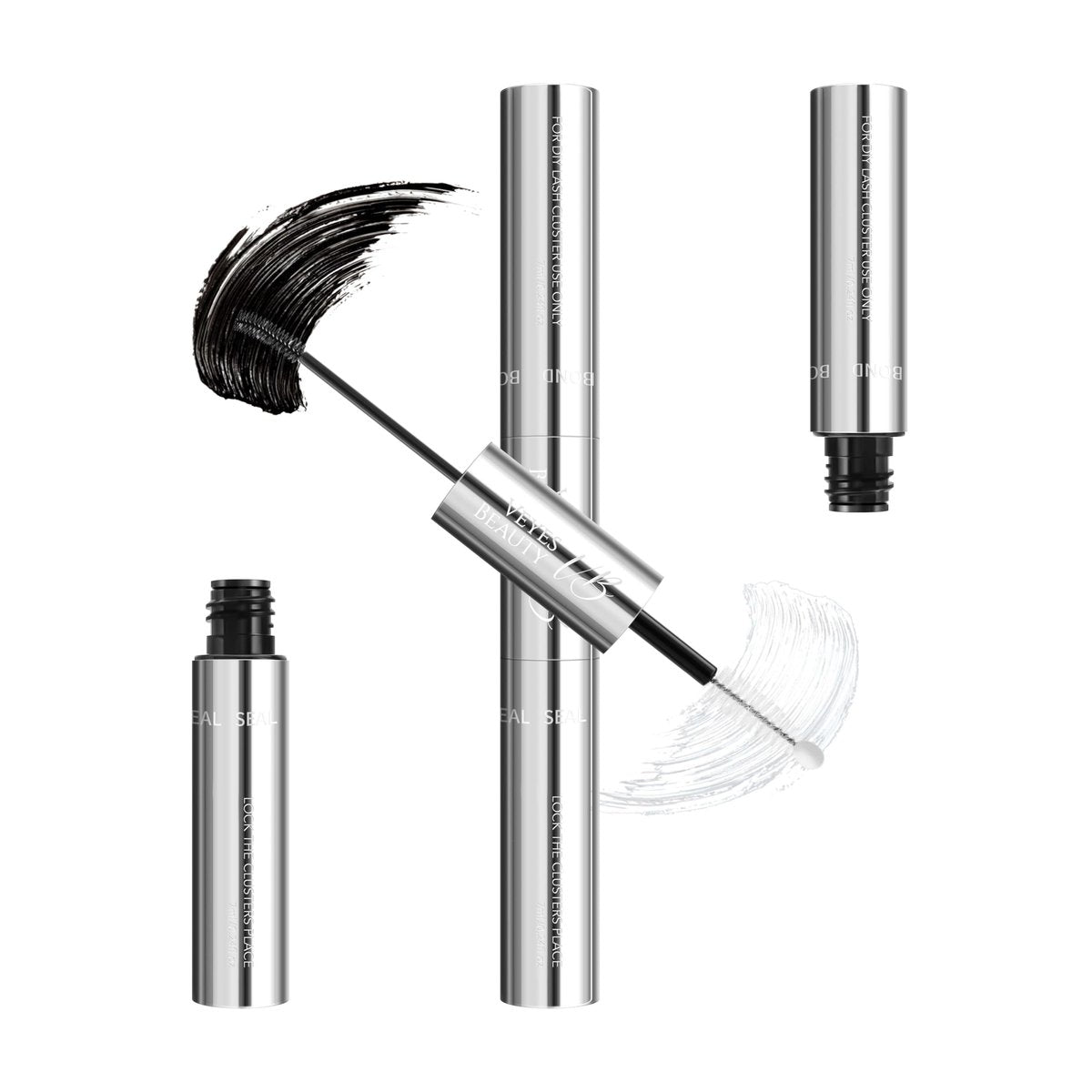 VEYESBEAUTY Lash Bond and Seal Waterproof 2 in 1 Cluster Lash Glue for Eyelash Extensions - Long Lasting Strong Hold Individual Eyelash Glue for DIY Lash Extensions at Home (7ml+7ml) - görsel 1