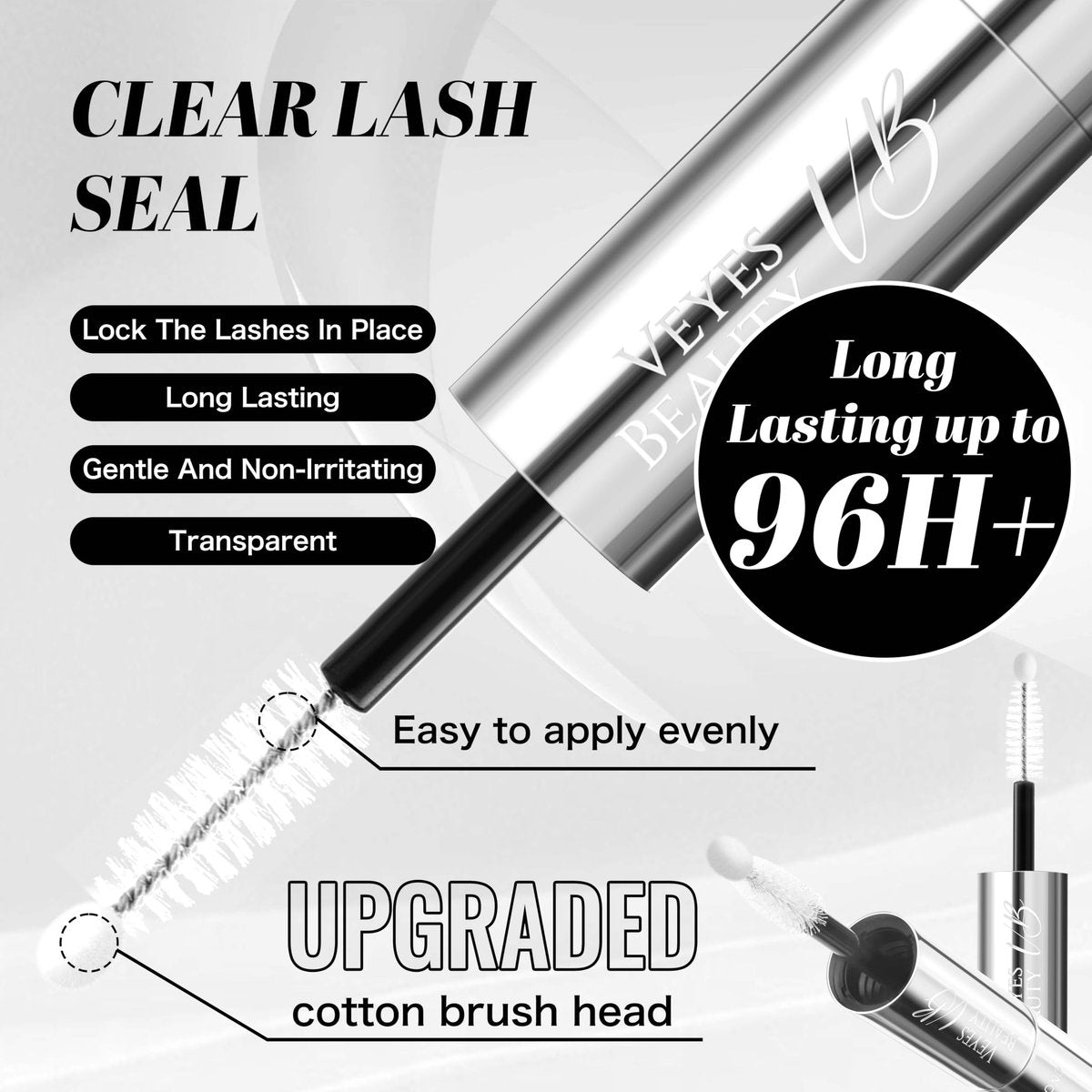 VEYESBEAUTY Lash Bond and Seal Waterproof 2 in 1 Cluster Lash Glue for Eyelash Extensions - Long Lasting Strong Hold Individual Eyelash Glue for DIY Lash Extensions at Home (7ml+7ml) - görsel 7