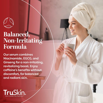 TruSkin Caffeine Face & Eye Serum - Energizing 5% Caffeine Serum with EGCG Niacinamide Matcha and Ginseng - Improve Look of Under Eye Dark Circles and Puffiness, 1 fl oz Avelisse