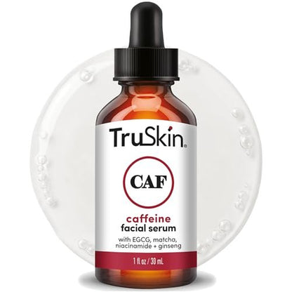 TruSkin Caffeine Face & Eye Serum - Energizing 5% Caffeine Serum with EGCG Niacinamide Matcha and Ginseng - Improve Look of Under Eye Dark Circles and Puffiness, 1 fl oz Avelisse