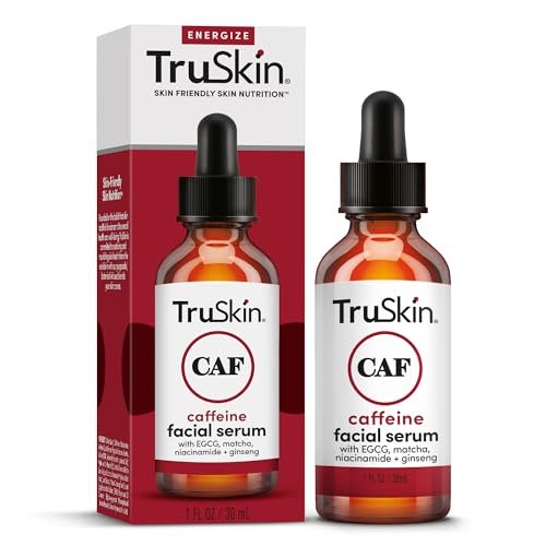 TruSkin Caffeine Face & Eye Serum - Energizing 5% Caffeine Serum with EGCG Niacinamide Matcha and Ginseng - Improve Look of Under Eye Dark Circles and Puffiness, 1 fl oz Avelisse