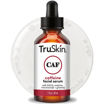 TruSkin Caffeine Face & Eye Serum - Energizing 5% Caffeine Serum with EGCG Niacinamide Matcha and Ginseng - Improve Look of Under Eye Dark Circles and Puffiness, 1 fl oz Avelisse