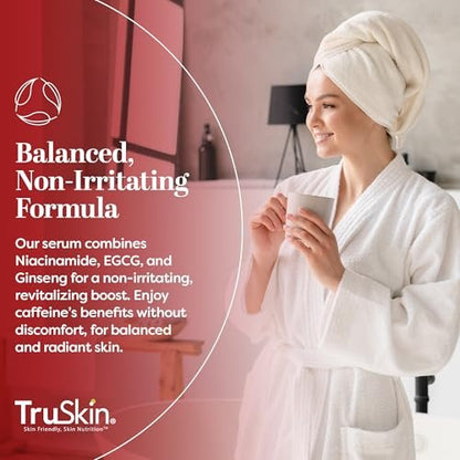 TruSkin Caffeine Face & Eye Serum - Energizing 5% Caffeine Serum with EGCG Niacinamide Matcha and Ginseng - Improve Look of Under Eye Dark Circles and Puffiness, 1 fl oz Avelisse