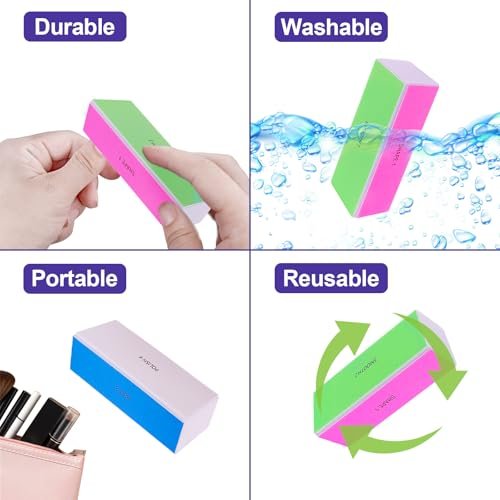 4-Way Nail Buffer Block (2 Pack) - 120/240/600/3000 Grit Nail File & Shine Buffer for Natural and Acrylic Nails - görsel 10