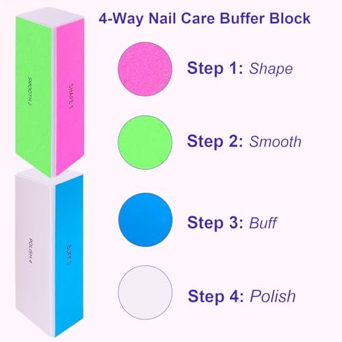 4-Way Nail Buffer Block (2 Pack) - 120/240/600/3000 Grit Nail File & Shine Buffer for Natural and Acrylic Nails - görsel 8