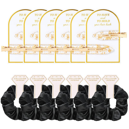 12 PCS Bridesmaid Proposal Gifts: Silk Satin Hair Clips & Scrunchies Set for Bridal Shower Wedding Favors