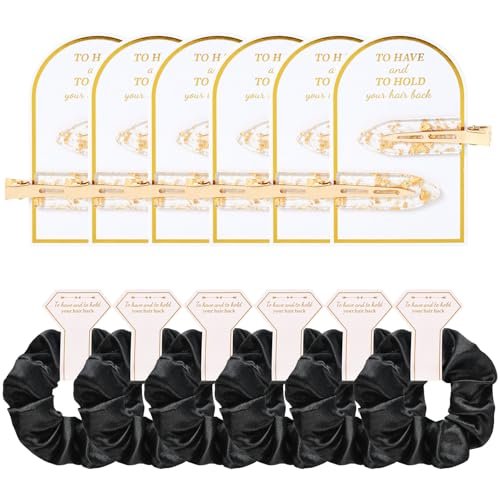 12 PCS Bridesmaid Proposal Gifts: Silk Satin Hair Clips & Scrunchies Set for Bridal Shower Wedding Favors - görsel 2