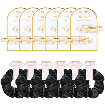12 PCS Bridesmaid Proposal Gifts: Silk Satin Hair Clips & Scrunchies Set for Bridal Shower Wedding Favors