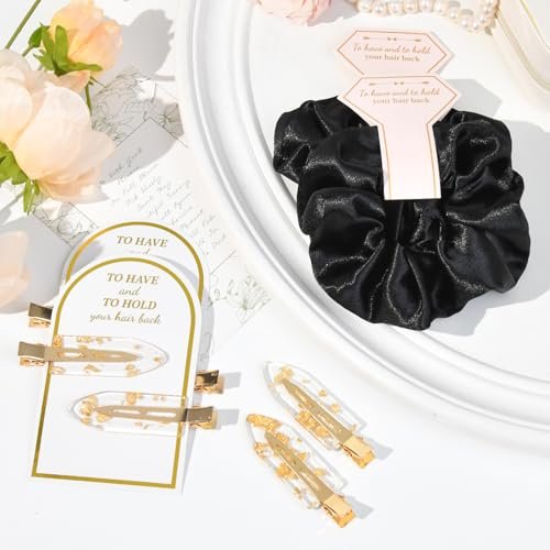 12 PCS Bridesmaid Proposal Gifts: Silk Satin Hair Clips & Scrunchies Set for Bridal Shower Wedding Favors - görsel 14