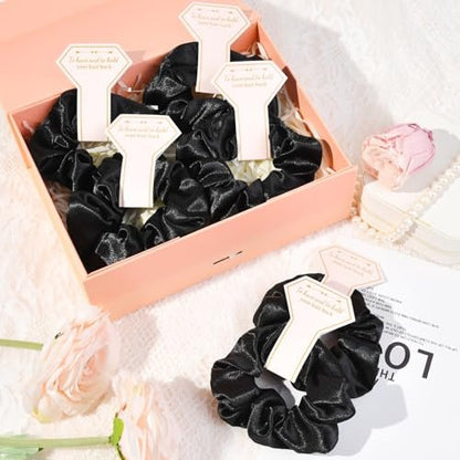 12 PCS Bridesmaid Proposal Gifts: Silk Satin Hair Clips & Scrunchies Set for Bridal Shower Wedding Favors