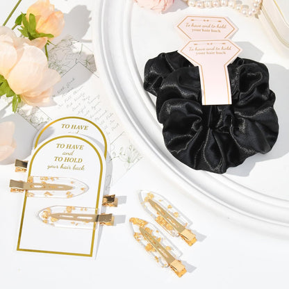 12 PCS Bridesmaid Proposal Gifts: Silk Satin Hair Clips & Scrunchies Set for Bridal Shower Wedding Favors