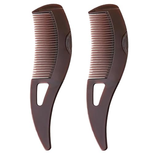 2-Pack Dandruff Comb: Scalp Sweep Detoxing Energy Comb for Scalp Cleaning, Exfoliation, Massage & Oil Buildup Removal – Plastic Hollow Tooth Hairbrush for Women, Men & Kids (Brown, Medium) - görsel 2