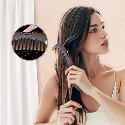 2-Pack Dandruff Comb: Scalp Sweep Detoxing Energy Comb for Scalp Cleaning, Exfoliation, Massage & Oil Buildup Removal – Plastic Hollow Tooth Hairbrush for Women, Men & Kids (Brown, Medium)