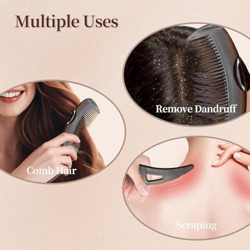 2-Pack Dandruff Comb: Scalp Sweep Detoxing Energy Comb for Scalp Cleaning, Exfoliation, Massage & Oil Buildup Removal – Plastic Hollow Tooth Hairbrush for Women, Men & Kids (Brown, Medium) - görsel 14