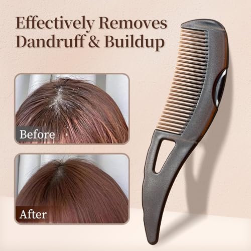 2-Pack Dandruff Comb: Scalp Sweep Detoxing Energy Comb for Scalp Cleaning, Exfoliation, Massage & Oil Buildup Removal – Plastic Hollow Tooth Hairbrush for Women, Men & Kids (Brown, Medium) - görsel 6