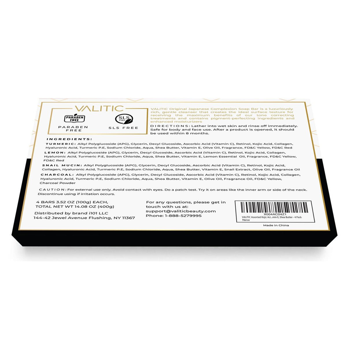 VALITIC Kojic Acid Soap Bars - Turmeric, Snail Mucin, Charcoal & Lemon - 4 Assorted Dark Spot Remover Soaps with Hyaluronic Acid, Vitamin C, Vitamin E & Shea Butter - görsel 17