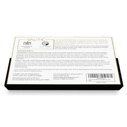 VALITIC Kojic Acid Soap Bars - Turmeric, Snail Mucin, Charcoal & Lemon - 4 Assorted Dark Spot Remover Soaps with Hyaluronic Acid, Vitamin C, Vitamin E & Shea Butter