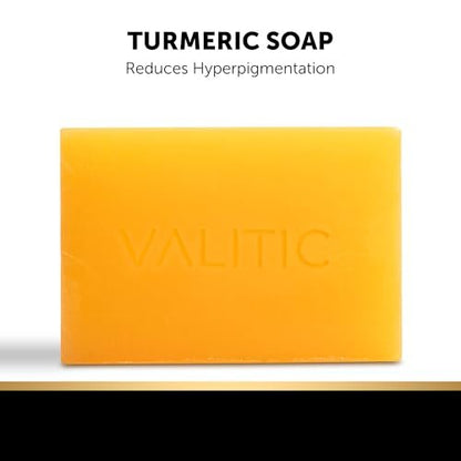 VALITIC Kojic Acid Soap Bars - Turmeric, Snail Mucin, Charcoal & Lemon - 4 Assorted Dark Spot Remover Soaps with Hyaluronic Acid, Vitamin C, Vitamin E & Shea Butter