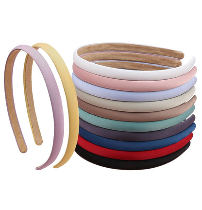 XIMA Solid Fabric Headbands for Women and Girls, 10mm Soft Satin Thin Non-Slip Hairbands - Set of 12 Multicolor Avelisse