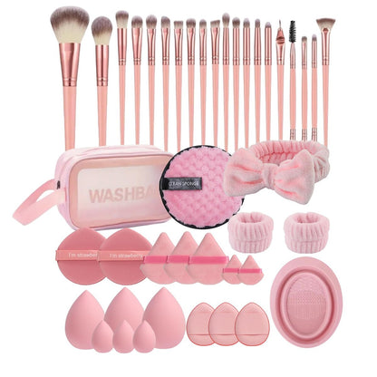 HIUZAR 42-Piece Makeup Brush Set: Premium Synthetic Foundation, Concealer, Eyeshadow, Blush Brushes with Sponge & Powder Puffs for Beginners & Professionals Avelisse