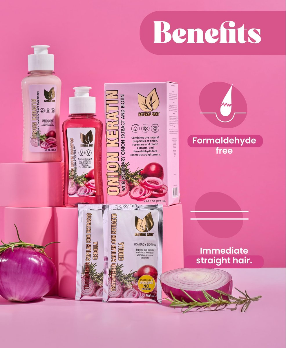 NATURAL SANT Onion Keratin DuoBox 120ml – Deep Repair & Smoothing for Dry, Damaged Hair, Frizz Control & Heat Protection with Biotin & Rosemary Avelisse