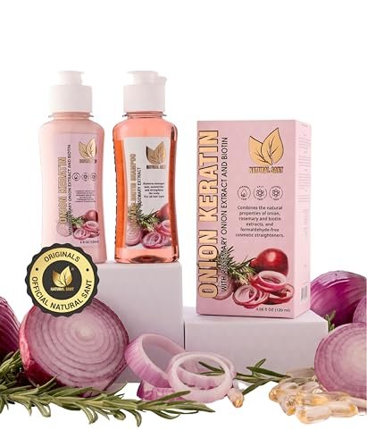 NATURAL SANT Onion Keratin DuoBox 120ml – Deep Repair & Smoothing for Dry, Damaged Hair, Frizz Control & Heat Protection with Biotin & Rosemary Avelisse
