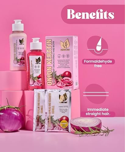 NATURAL SANT Onion Keratin DuoBox 120ml – Deep Repair & Smoothing for Dry, Damaged Hair, Frizz Control & Heat Protection with Biotin & Rosemary Avelisse