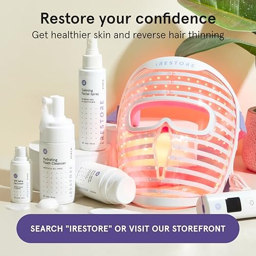 iRestore LED Face Mask for Youthful Skin: Red, Blue & Infrared Light Therapy for Wrinkles, Fine Lines & Dark Spots - 360 LEDs Skincare Device for Women & Men Avelisse