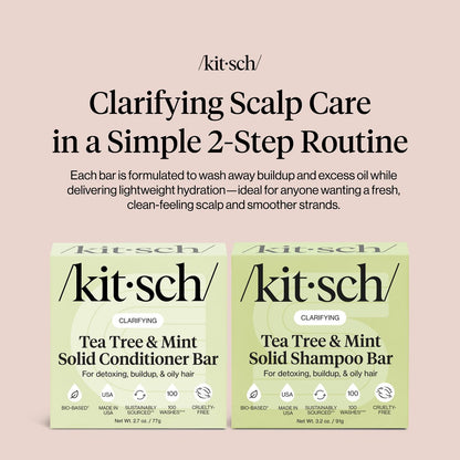 Kitsch Clarifying Tea Tree Shampoo and Conditioner Set – Natural Scalp & Oil Control Hair Care Bars for Women and Men – Paraben, Sulfate & Silicone Free – Made in USA – 2 Count Avelisse