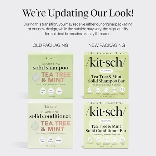 Kitsch Clarifying Tea Tree Shampoo and Conditioner Set – Natural Scalp & Oil Control Hair Care Bars for Women and Men – Paraben, Sulfate & Silicone Free – Made in USA – 2 Count Avelisse